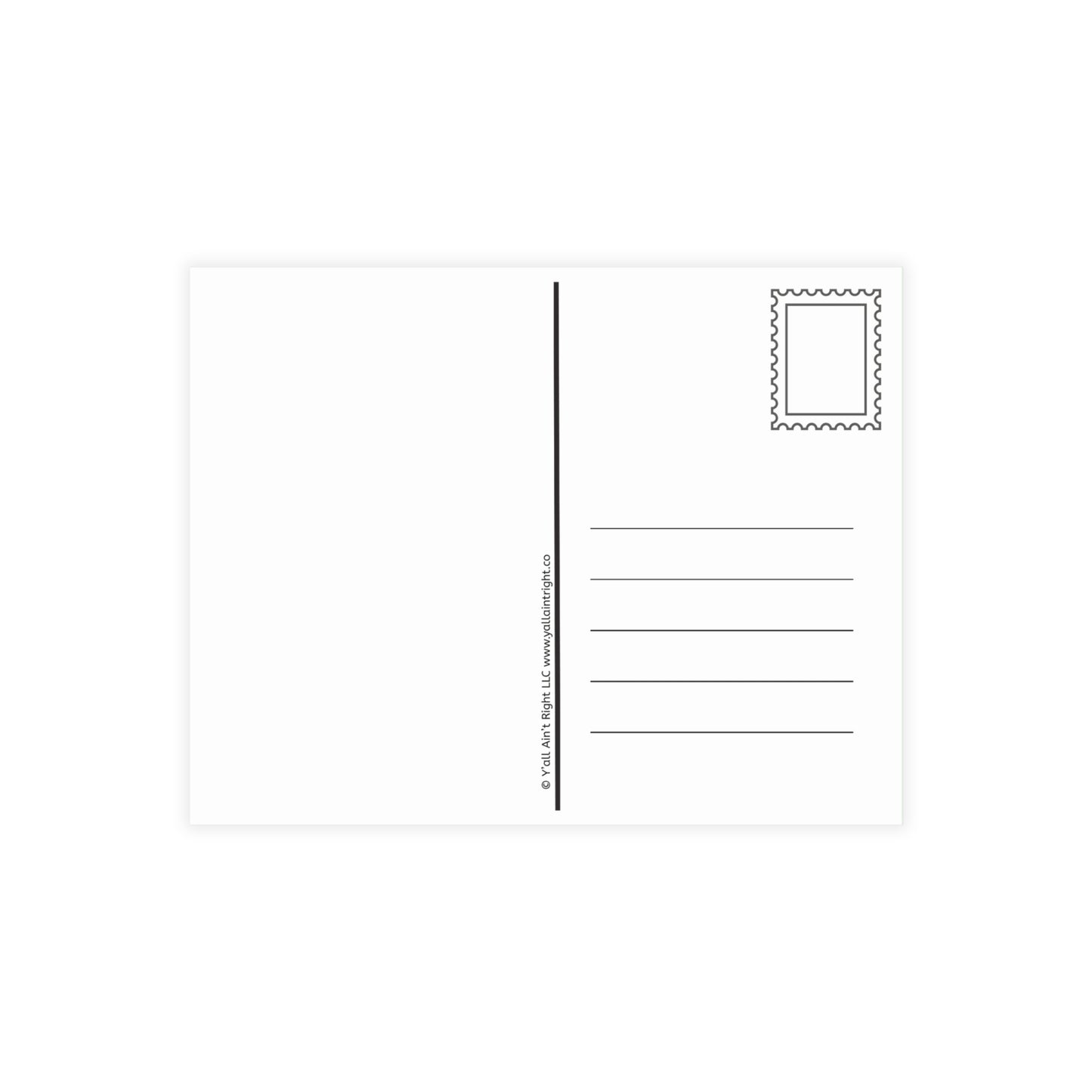Blank postcard with a postage stamp design on a white background