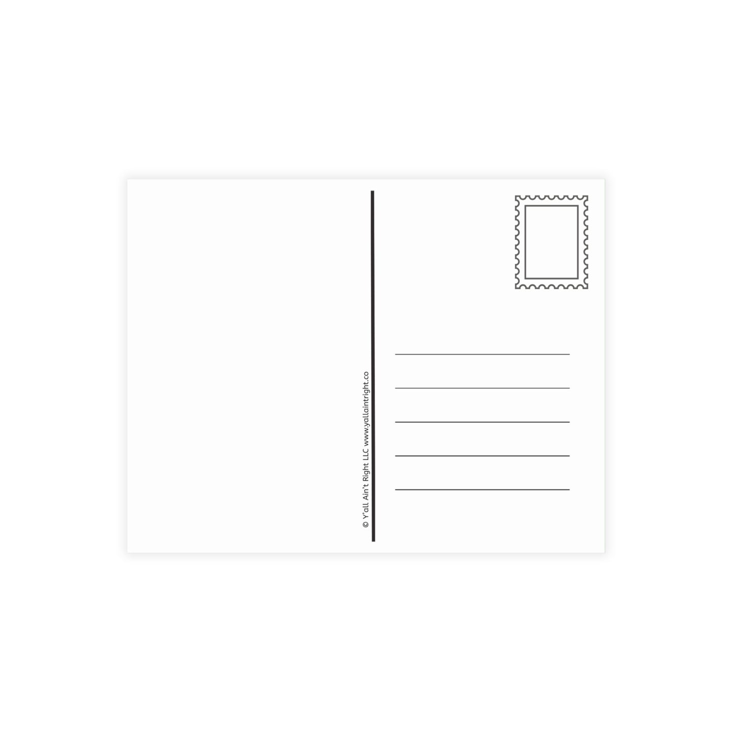 Blank postcard with a postage stamp design on a white background