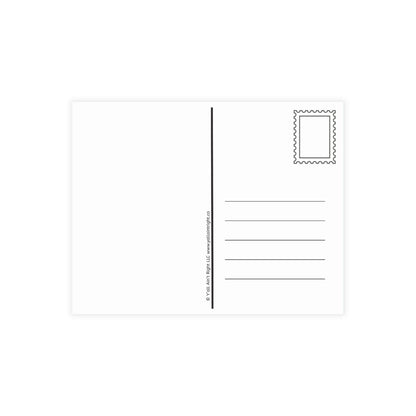 Blank postcard with a postage stamp design on a white background