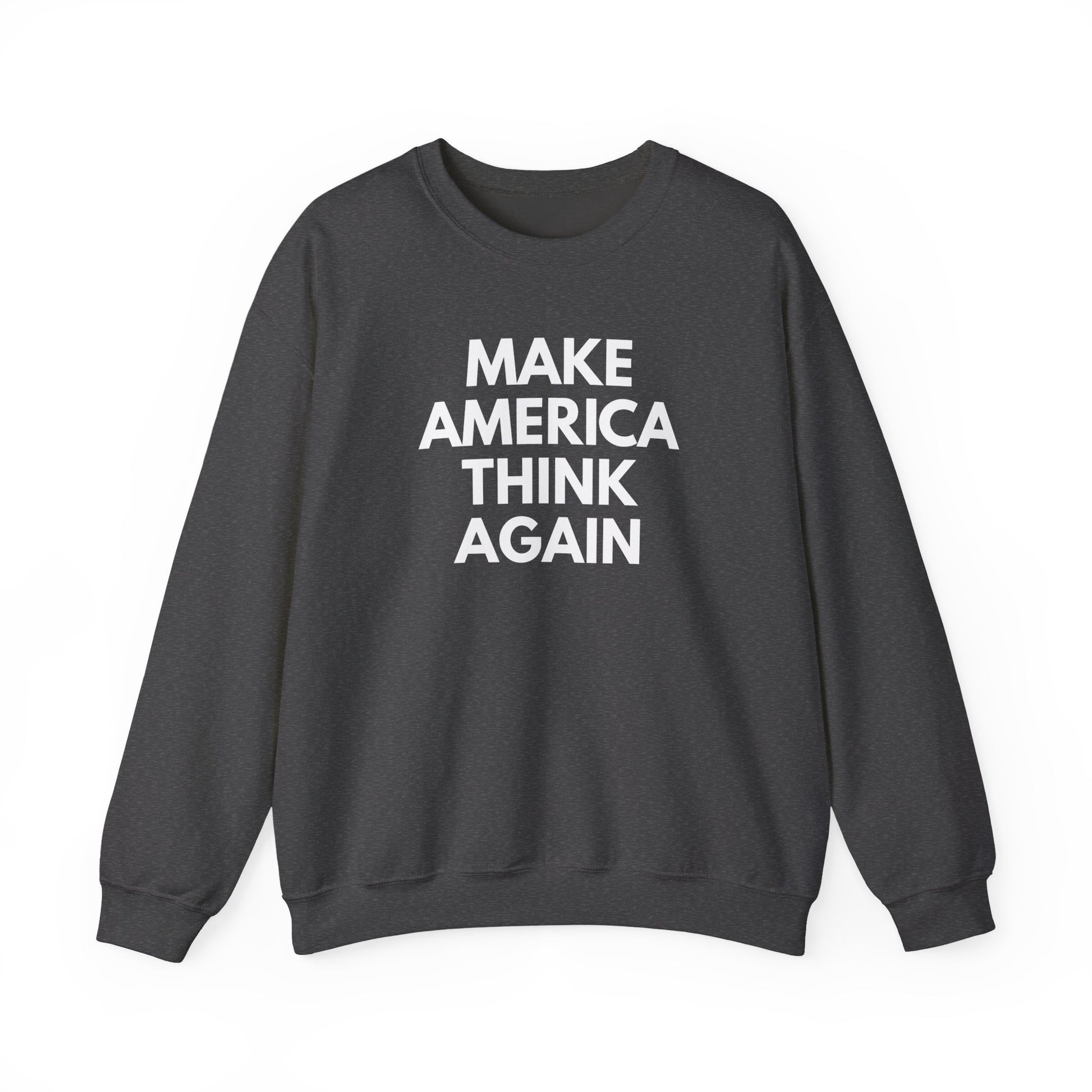 Gray unisex  crewneck sweatshirt  with “Make America Thing Again” in white text