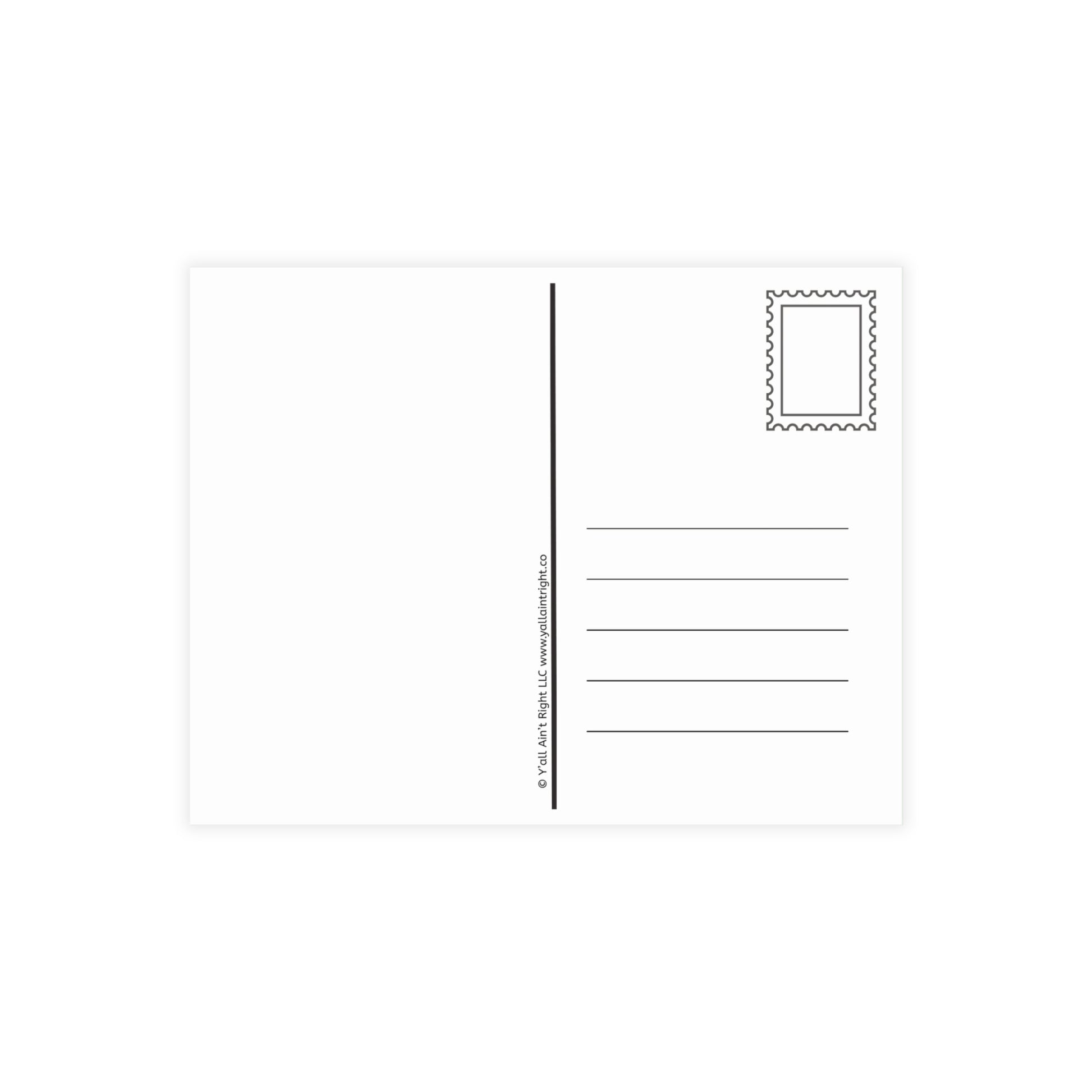 Blank postcard with a postage stamp design on a white background