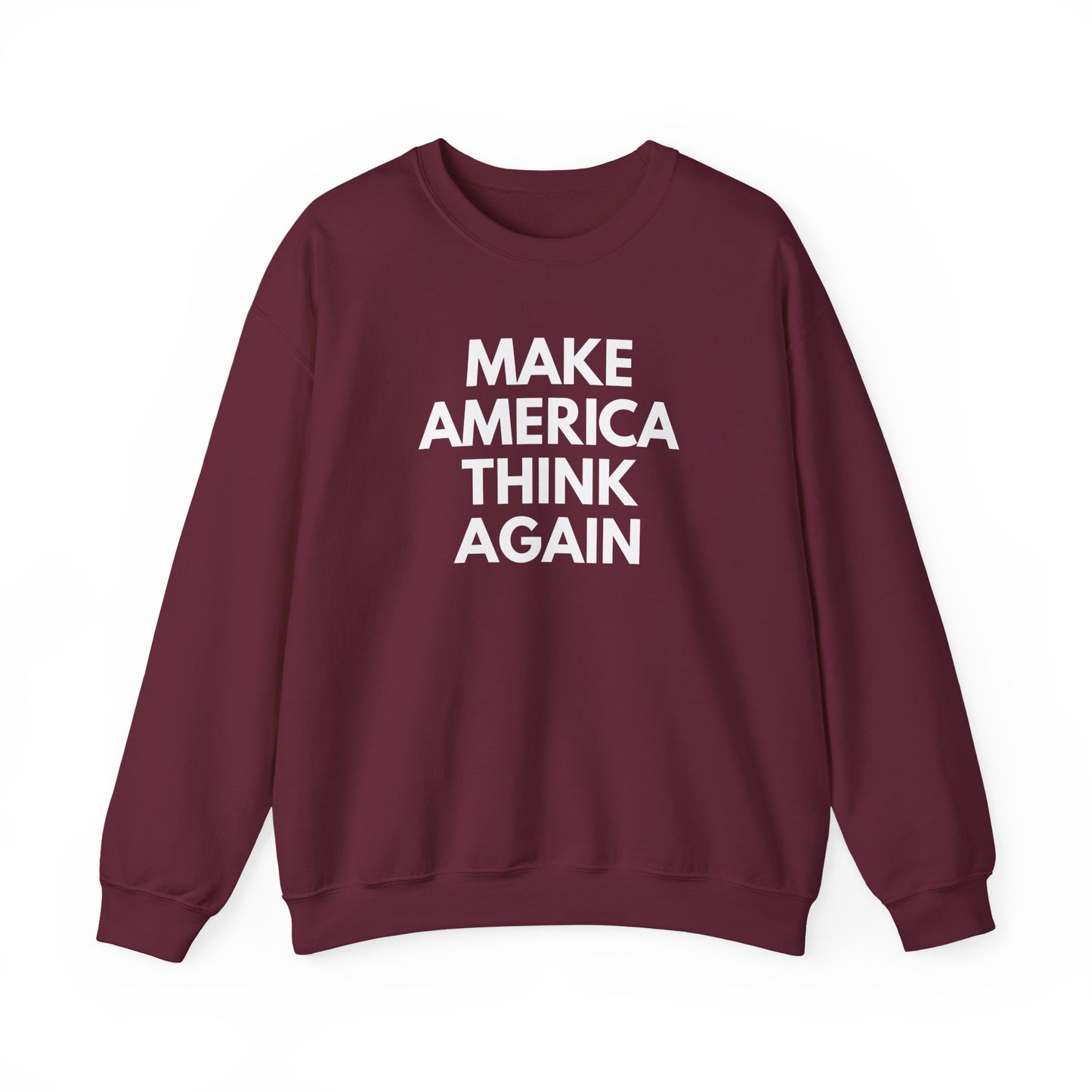 Maroon unisex  crewneck sweatshirt  with “Make America Thing Again” in white text