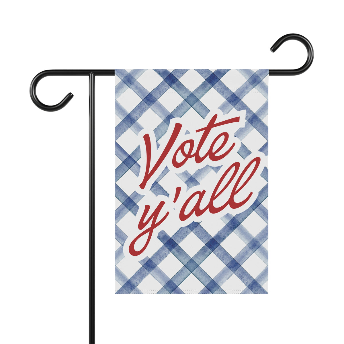 Vote Y'all Plaid Garden Flag