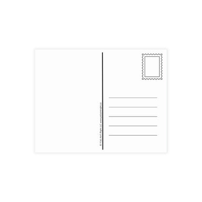 Blank postcard with a postage stamp design on a white background